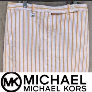 ⚜️ Michael Kors yellow & white denim skirt size 10